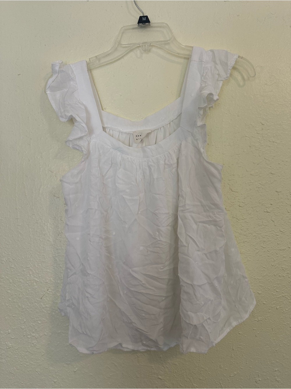 Women's White Ruffled Strap Blouse EUC